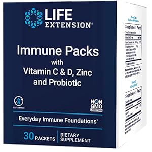 Life Extension – Immune Packs with Vitamin C & D, Zinc and Probiotic (30 Packs)