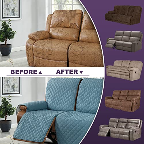 Meillemaison Recliner Sofa Slipcover Couch Covers For 3 Cushion Couch, Non Slip Reclining Sofa Cover With Elastic Straps, Dogs, Pets (3 Seater, Blue/Beige) (Mmclkr03C11) #TOP6