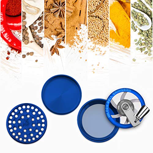 LIHAO 2 Inch Hand Cranked Spice Grinder with Pollen Scraper - Foldable Handle Grinder, 4 Layers Zinc Alloy - Blue - Image 8