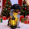 halp·ssfm Solar Garden Statues Dog Figurine with LED Light Lantern Outdoor Art Decor for Patio Lawn Yard Housewarming Home Ornaments Gifts for Dog Lovers Mom Grandma Women