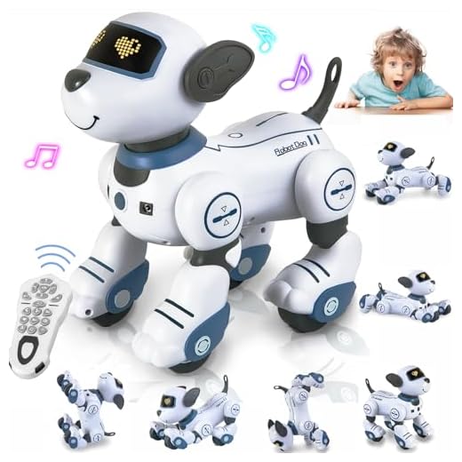 Remote Control Robot Dog for Boys Girls Age 3 4 5+, Programmable Interactive & Smart Dancing Walking RC Robot Dog Toys with Touch Function, Voice Control, Electronic Dog Pets Toys Gifts for Kids（Blue)