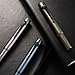 HONG DIAN M2 Black Forest Mini Fountain Pen, Medium Soft Nib & Sleek Shape Aluminium Short Pocket Travel Pen (Midnight Blue)
