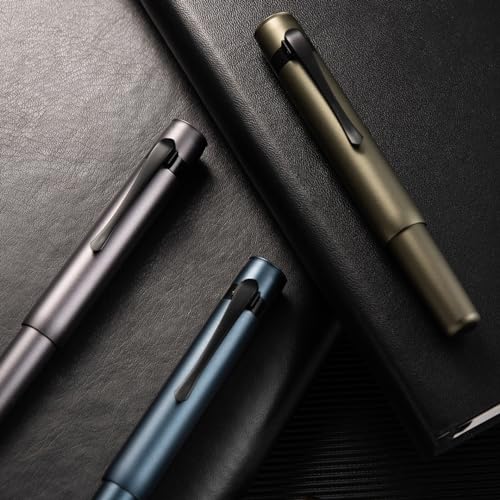 Image of Hongdian M2 Black Forest Mini Fountain Pen, Long Blade Nib & Sleek Shape Aluminium Short Pocket Travel Pen (Caramel Brown)