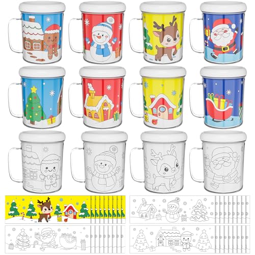 Funnymoom 12 Set Christmas Color Your Own Mugs 8 oz DIY Mug with...