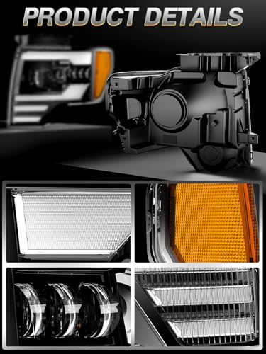 Image of AUDEXEN 1200% Bright LED Headlight Assembly for Ford F150 F-150 2009-2014 OEM style replacement - Anti-glare Turn Signal DRL Hi /Low Sealed Beam - For Factory Halogen Headlights & 3 Pin Plug Only