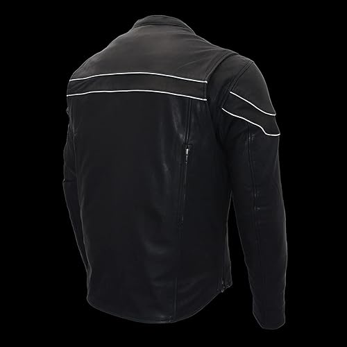 Miniatura 8 de Milwaukee Leather MLM1525 - Chaqueta MC ligera de cuero negro 'Crossover' para hombre