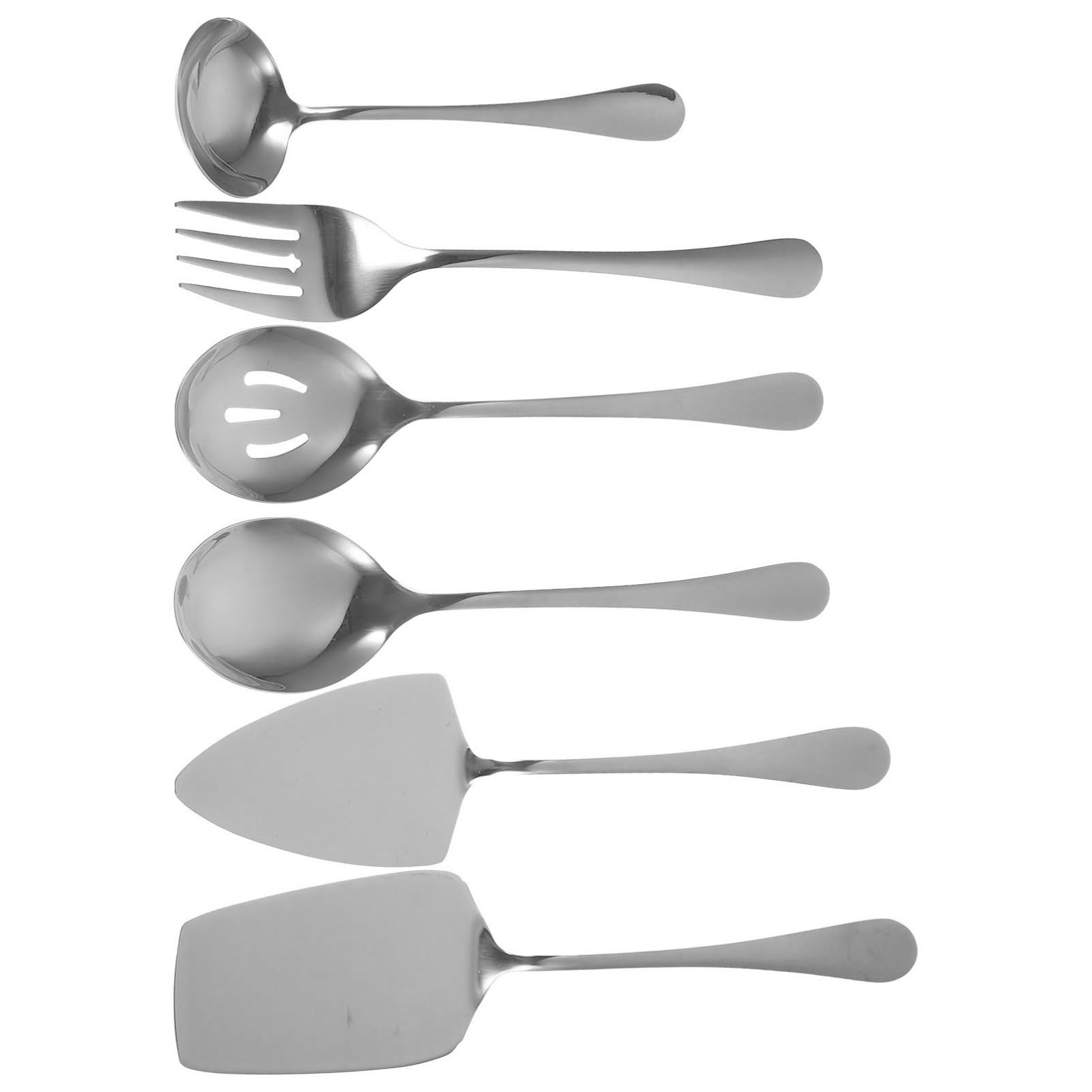 Set Posate Per Torta in Acciaio Inossidabile Utensili Da Portata Per Buffet 6 Pezzi Spatola e Cucchiai Per Dessert Adatto Per Feste e Picnic Posate Eleganti Per Formali