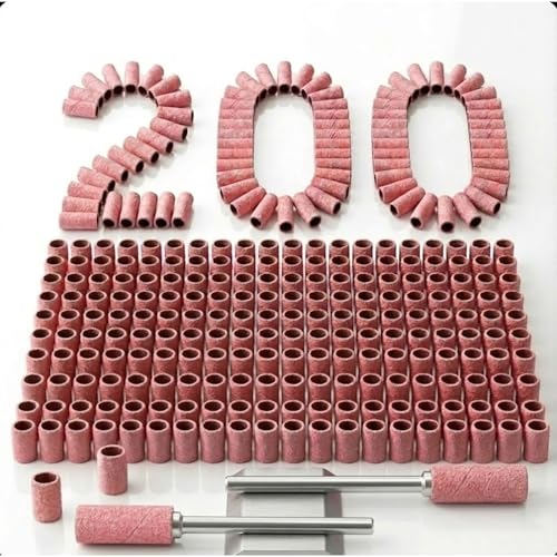 Mini Sanding Bands for Nail Drill: Precision 200Pcs 240 Grit Small Sanding Bands with 2 Mandrels Perfect for Acrylic/Gel Removal & Cuticle Shaping Durable & Easy to Change Fit 99% of Machines(Pink)
