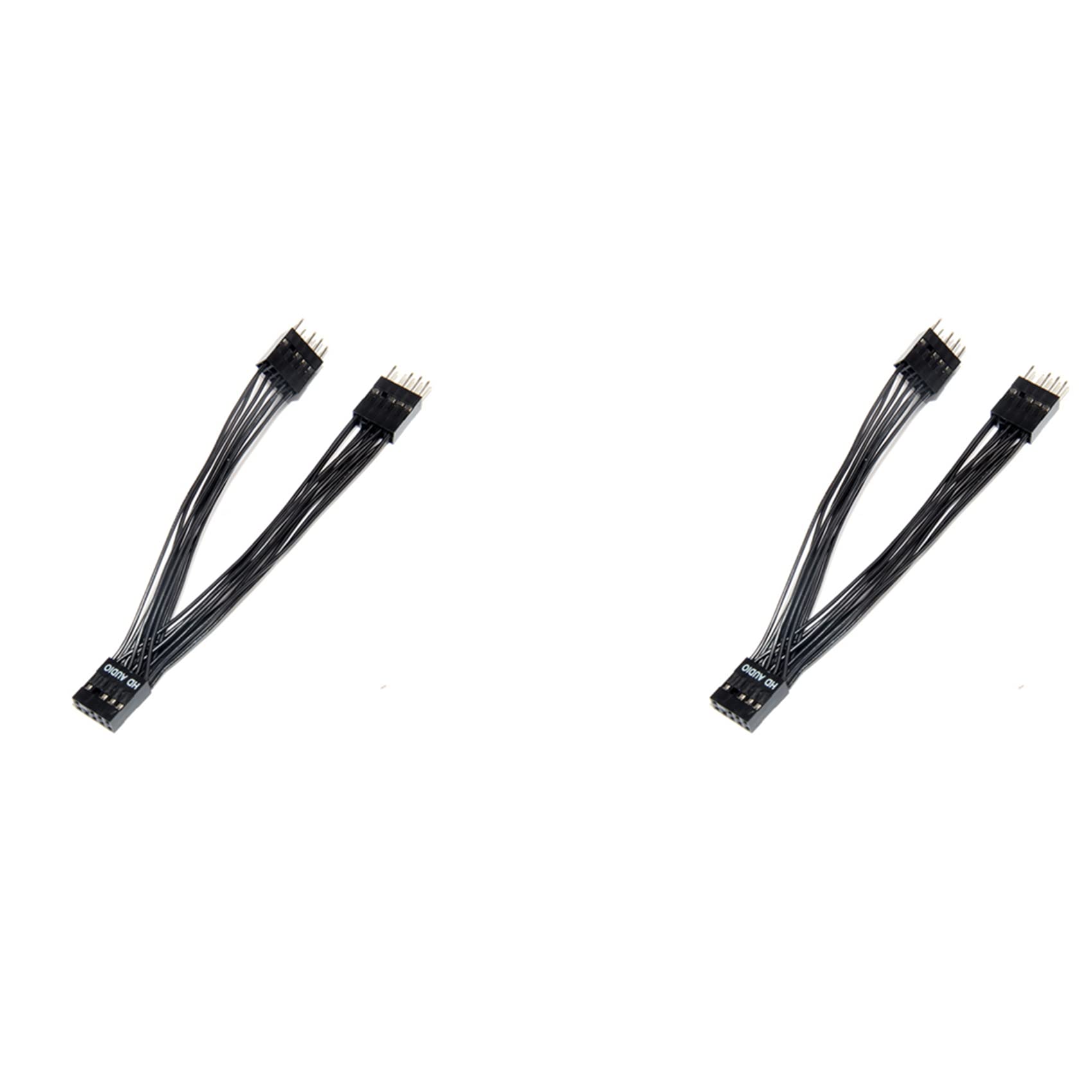 2 Cavi Prolunga HD Audio 9Pin Femmina Per Scheda Madre – 30 Cm – Nero – 24 AWG Per PC Fai Da Te