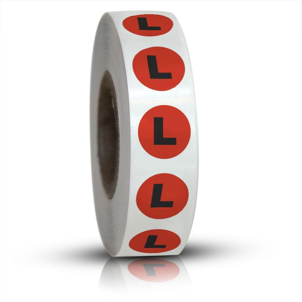 Clothing Size Stickers 1/2" Color Coded Adhesive Labels - Sizes XS-XXL - 1000 Labels/Roll 6000 Total