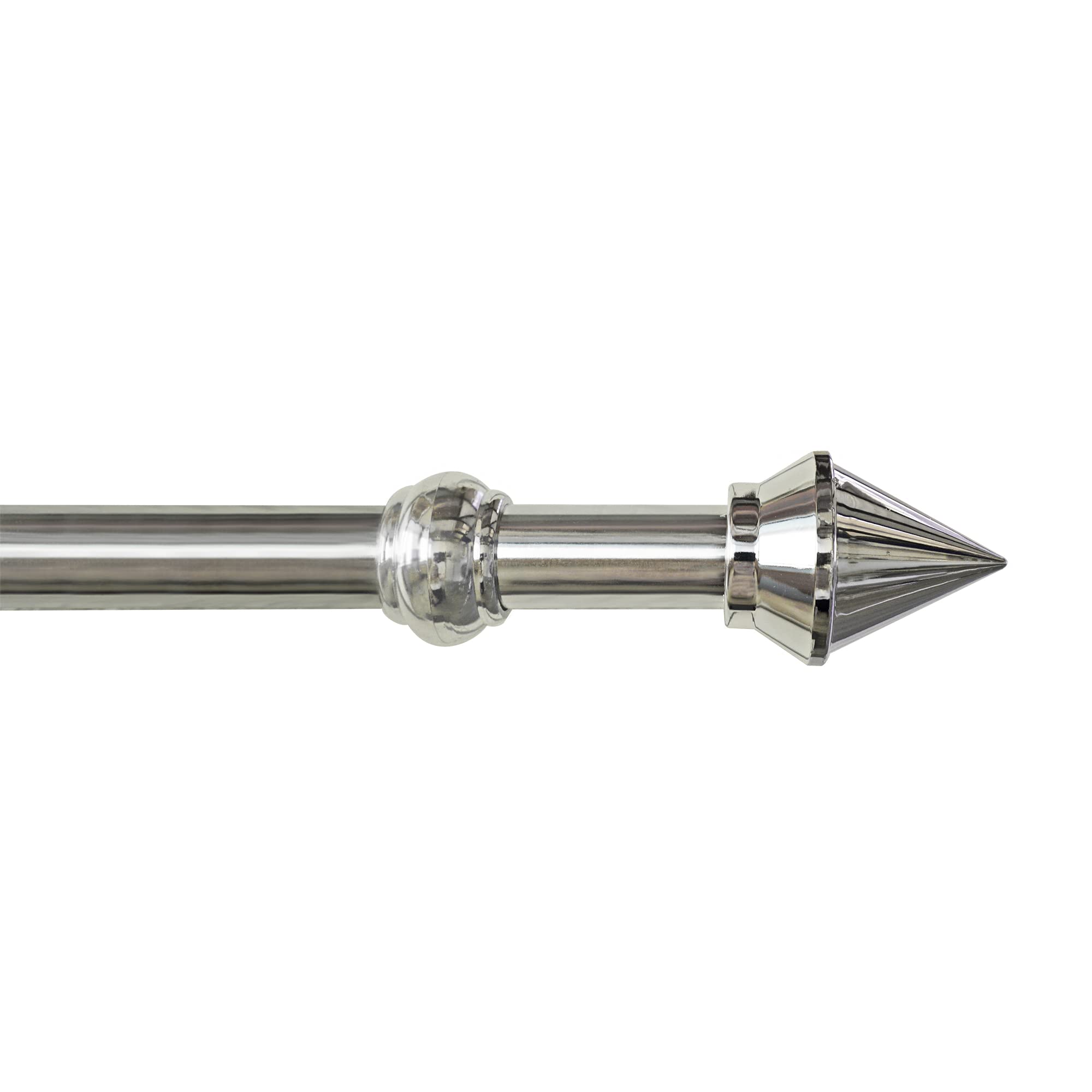 Garesa Gardinenstange Semara Ø 28mm, 1-läufig, Verchromt I Stabile Vorhangstange inkl. Ringe + Faltenlegehaken I Mit Endknopf Spitze I Wandmontage I 120cm