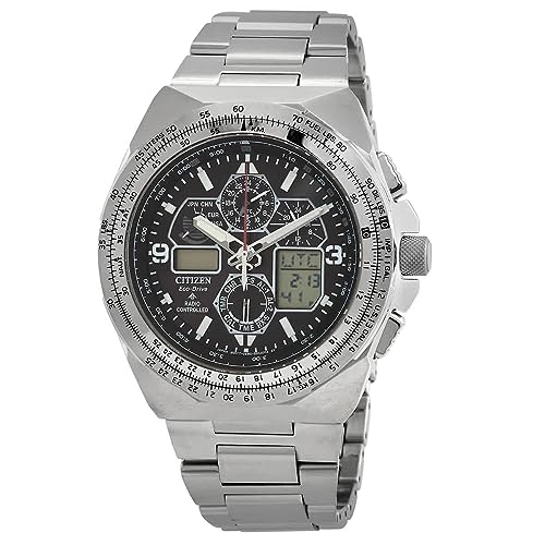Citizen Promaster Skyhawk A-T Orologio Da Uomo Con Cronografo Perpetuo Gmt Analogico-Digitale Quadrante Nero Jy8120-58E, Moderno