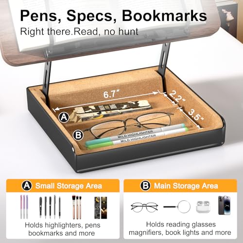 image for HUMANCOZY Book Stand with Storage, Book Holder for Reading Hands Free,