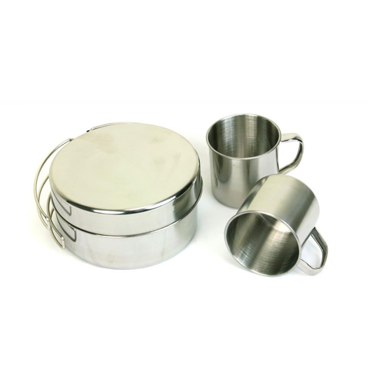 Set Stoviglie Campeggio 8 Pezzi in Acciaio Inox Portatile