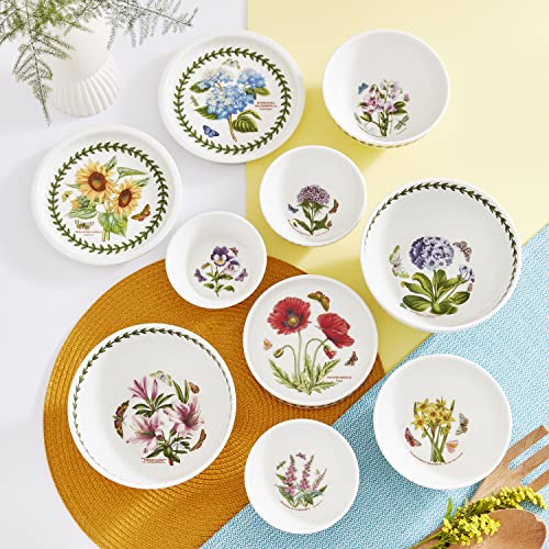 Portmeirion Botanic Garden 10 Piece Nesting Dinnerware Bowl Set | Crockery Design Vase | Japanese Floral Ramen Bowl & Sauce Dish Set | Serving For Rice, Soy Sauce, Miso Soup, Pho, Asian Bowls #TOP1