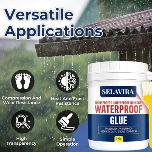 Image of 300gmTransparent Waterproofing Glue with Brush for Roof Leakage, Crack Seal Water Leakage Solution Indoor Outdoor, Waterproof Adhesive Filler for Bathroom Pipe Wall Tile Surface Window