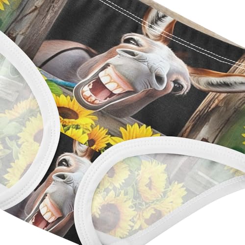 Humorous Donkey Rustic Wooden Little Girl Panties Toddler Underwear Custom Cotton Fun Briefs Undies Kids 2t4