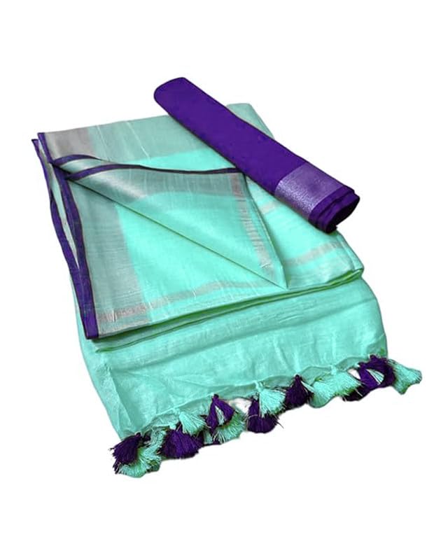 omensilks Handloom Linen Cotton Blend Contrast Bhagalpuri Saree-picture-48