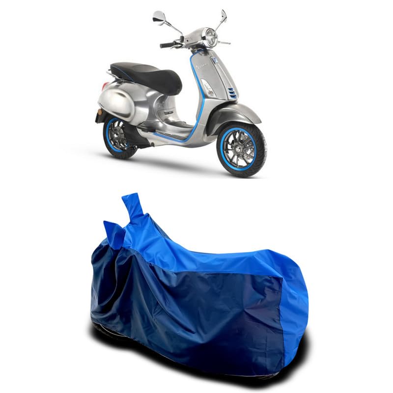 Image of DUFFEL-Two Wheeler Bike Body Cover Compatible for Vespa Elettrica Heat Protectio /UV-Rays /Birds Dropping /DustProof /Waterproof All Variants [Nevay Blue]