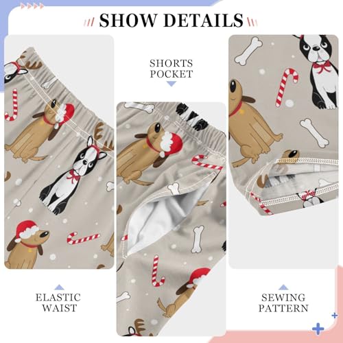 Boys' Pants Cute Dogs Santa Hat Candy Long Bottoms Jogger Pants Elastic Waist Trousers with Pockets S-XL4