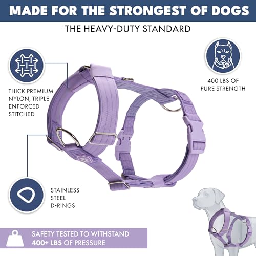 Image of Spark Paws No Pull Dog Harness for Large Dogs, Heavy Duty Dog Harness for Big Strong Breeds, Adjustable, Y Shaped Padded Halter Design with Front Clip - Purple - Large