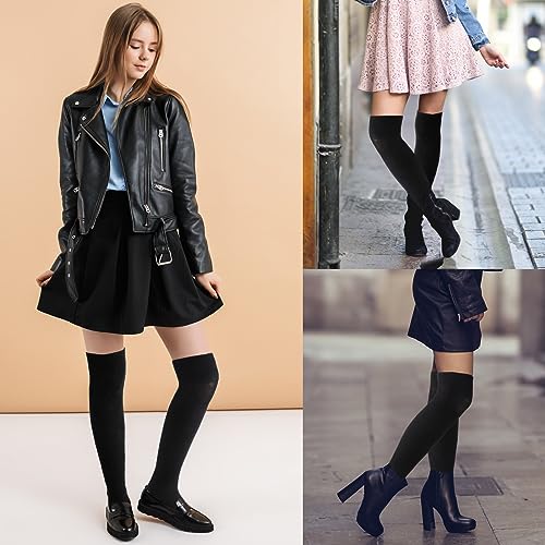 DIVINA VITAE Zwarte Kniekousen voor Vrouwen Over De Knie Sokken Katoen Lange Tube Kousen Extra Lange Dij Hoge Sokken Vrouwen Compressie Sokken Winter Beenwarmer Hoge Sokken Casual voor Dagelijks - Afbeelding 6