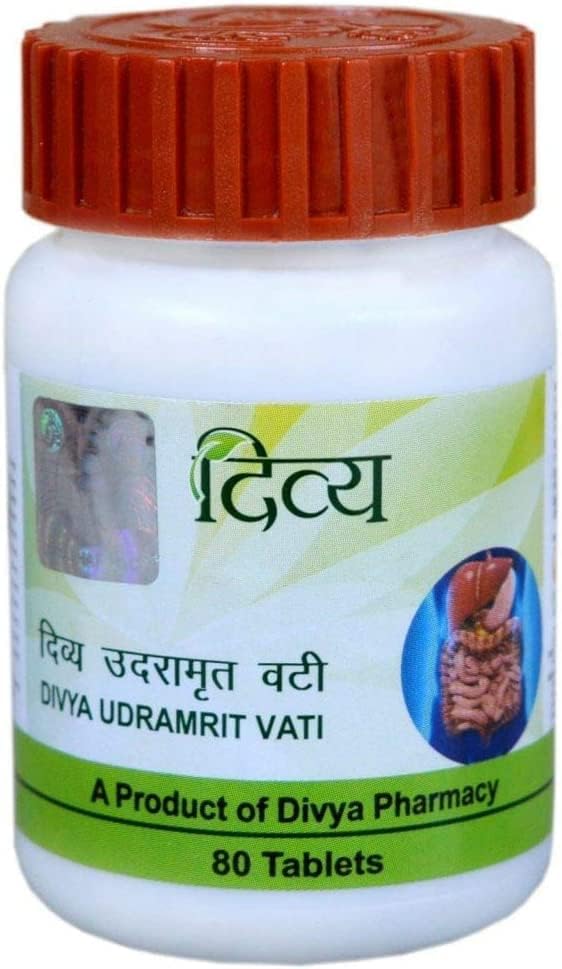 Paquete de 2 Patanjali Divya Udramrit Vati 40gm, 80 comprimidos
