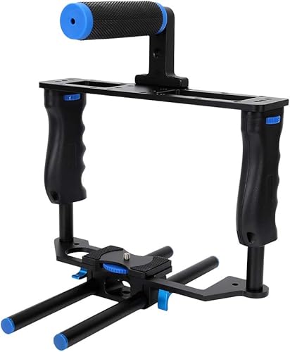 Jaula de video para cámara, kit de estabilizador de película de metal con mango superior y orificio de rosca de 14 38 pulgadas para DSLR,