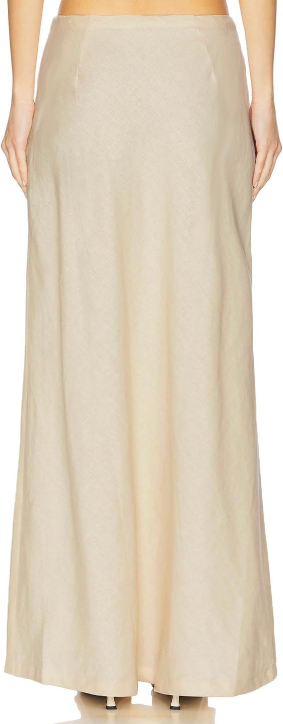 Linen Maxi Skirts Elastic Waist Flared 2026 Spring Summer Long Linen Skirts for Women Ankle-Length Skirt