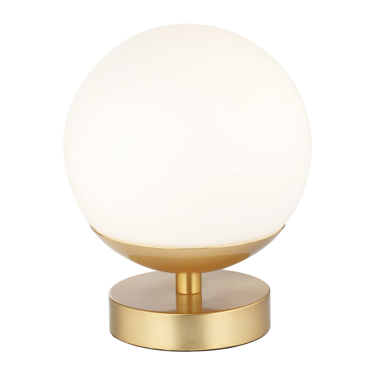 Rackhams White/Gold Modern Touch Dimmable Led Globe Glass Table Lamp With Brushed Base