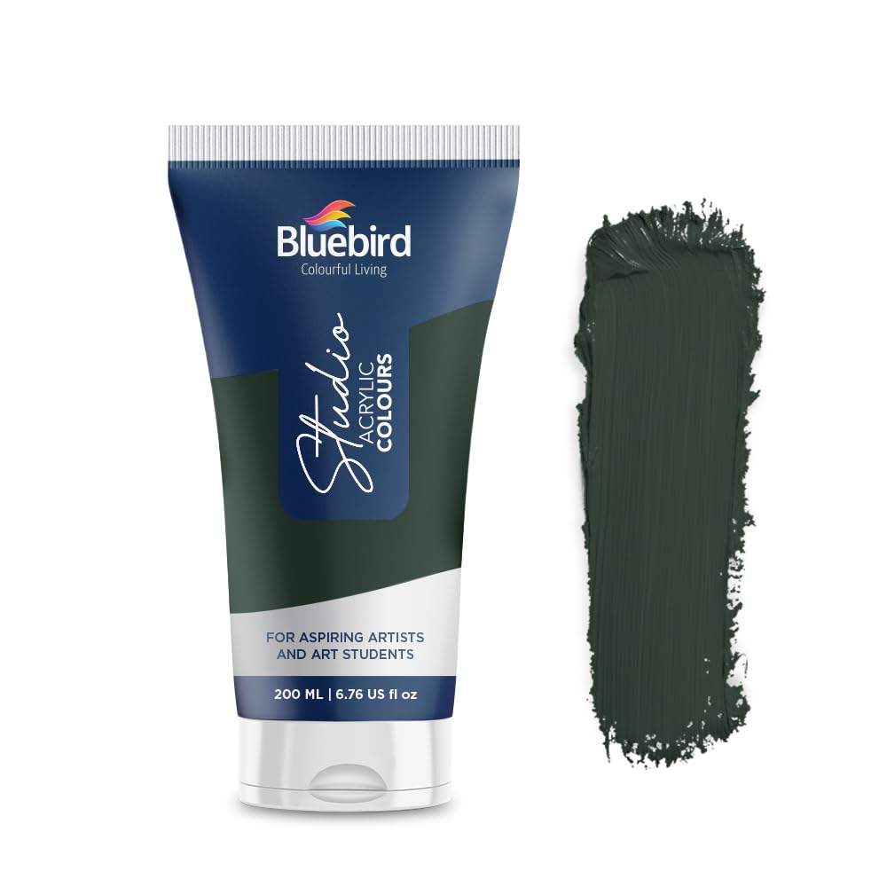 BLUEBIRD Studio Acrylic Paint Tube - Pthalo Green 6.42 Fl Oz / 190ML - Non Toxic, Rich Pigments for Painters, Adults & Kids, Ideal for Canvas, Wood,