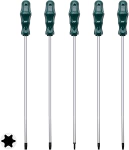 Extra Long Torx Screwdrivers Set, 5pcs 12in Magnetic Torx Screwdrivers Set, T15 - T30 (T15,T20,T25,T27,T30) Magnetic Torx Driver Star Screwdrivers Set, Long Long Star Screwdrivers Set