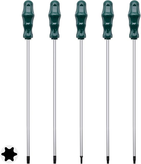 Extra Long Torx Screwdrivers Set, 5pcs 12in Magnetic Torx Screwdrivers Set, T15 - T30 (T15,T20,T25,T27,T30) Magnetic Torx Driver Star Screwdrivers Set, Long Long Star Screwdrivers Set