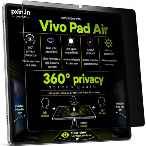 Image of Pxin 360 Pro Privacy Screen guard compatible with Vivo Pad Air | Anti Glare | Anti UV | Anti Blue | Anti Reflection | Privacy Filter | Unbreakable Build