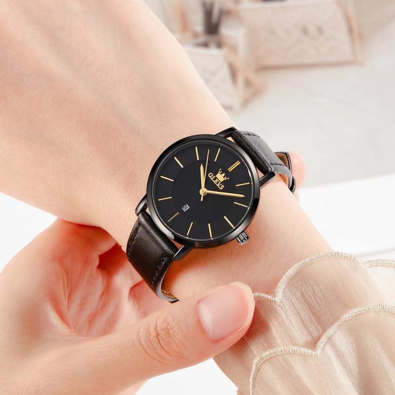 Image of OLEVS Womens Watch Minimalist Simple Slim Thin Original Analog Quartz Dress Wrist Watches Stainless Steel Mesh or Leather Strap Waterproof Watches for Ladies