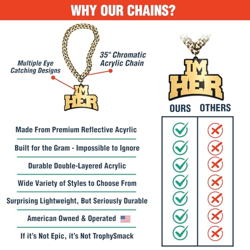 TrophySmack 'I'm Her' Turnover Chain - Chrome Gold & Black Acrylic2