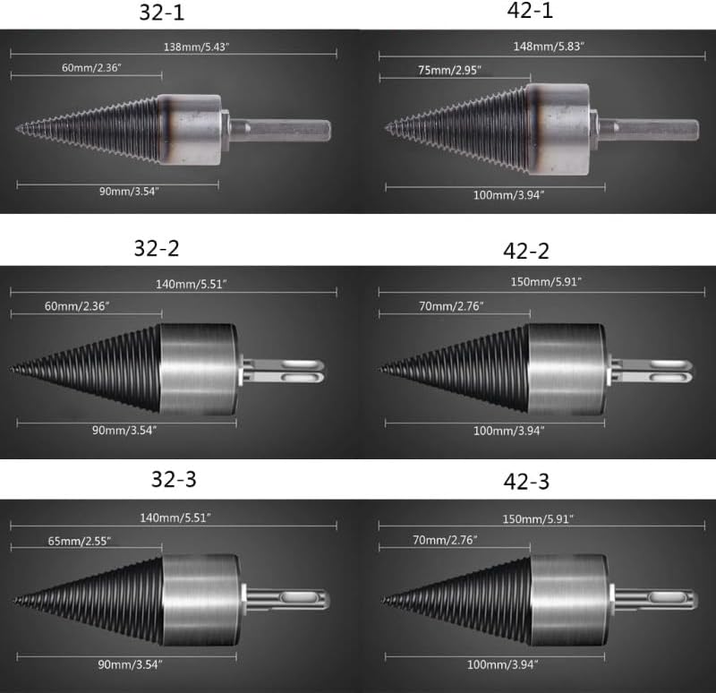 Garden Parts 32mm Wood Splitter Drill Bit Hex Shank Firewood Machine Splitting Drill Bit Tool Garden Parts (Color : 42mm, Size : Hex Handle)