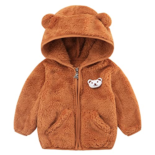 Image of Tumaron Toddler Fleece Jacket Baby Boy Winter Coat Clothes Cute Bear Sweater 9-12 Months