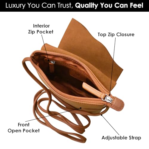 Image of ili New York Leather Mini Sac Crossbody - Genuine Leather Crossbody Bags for Women with RFID Blocking, Adjustable Strap