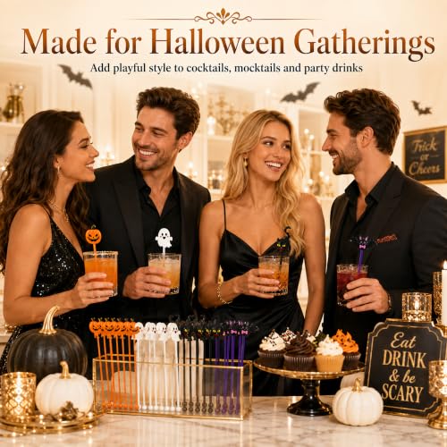 36 Pcs Halloween Cocktail Stirrers, 4 Designs, 7.1 Inch - image 8