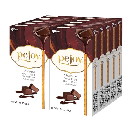 Pejoy Chocolate Biscuit Sticks | 10-Pack Bundle | Creamy Chocolate-Filled Snack Sticks | Sweet & Crunchy Treat | Individually Boxed | Made by Glico