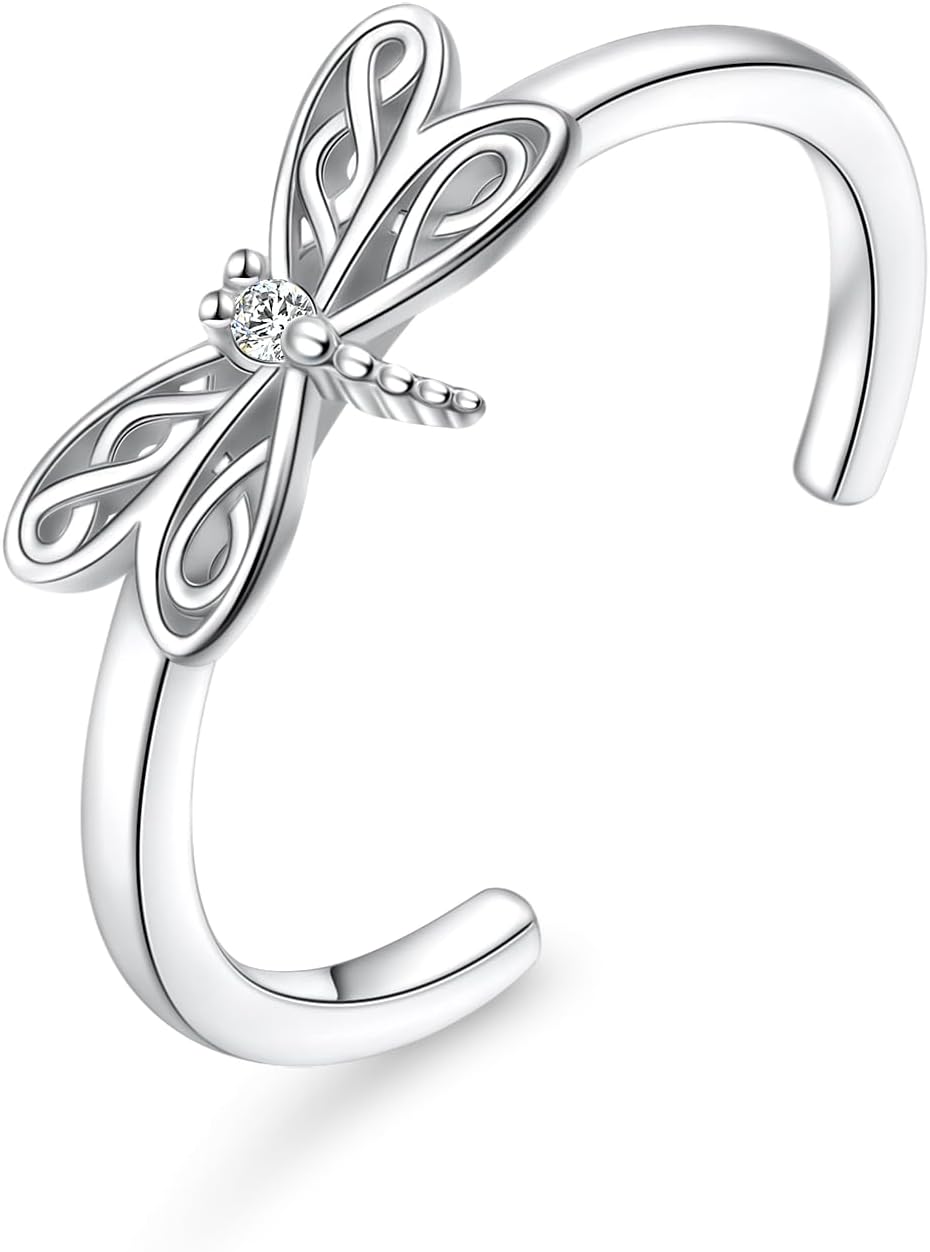 Alphm 925 Sterling Silver Toe Ring for Women Adjustable Open Toe Ring Foot Jewelry Gift