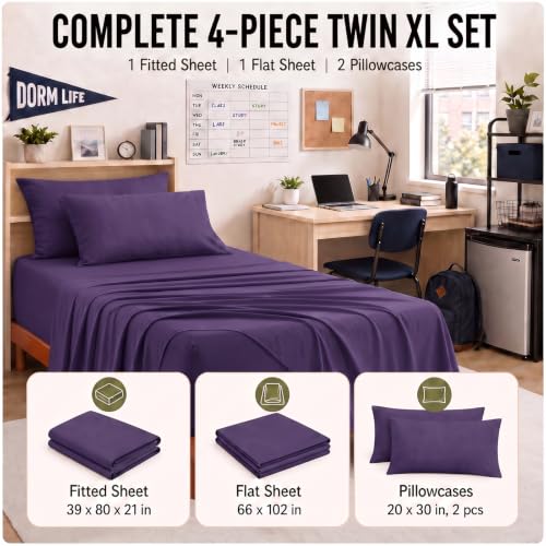 Image of CozyLux 4-Piece Twin XL Sheets, Fits 18-21 Inch Mattresses, Oeko-TEX