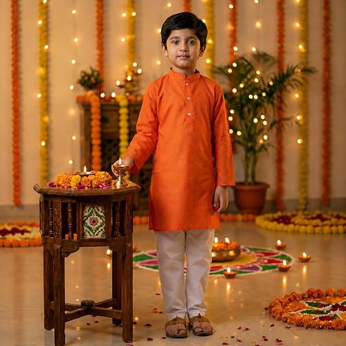 Image of Chandrakala Kids Kurta Set for Boys Indian Ethnic Wear (KK117-P)