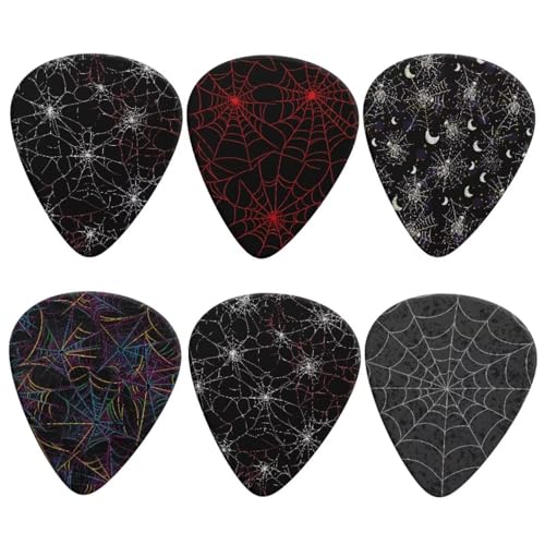 KEIAHUAN Spider Web Guitar Picks Plectrums for Guitar Bass Ukulele 0.96mm Classical Triangle Guitar Plectrums 6 pcs (Halloween Style)