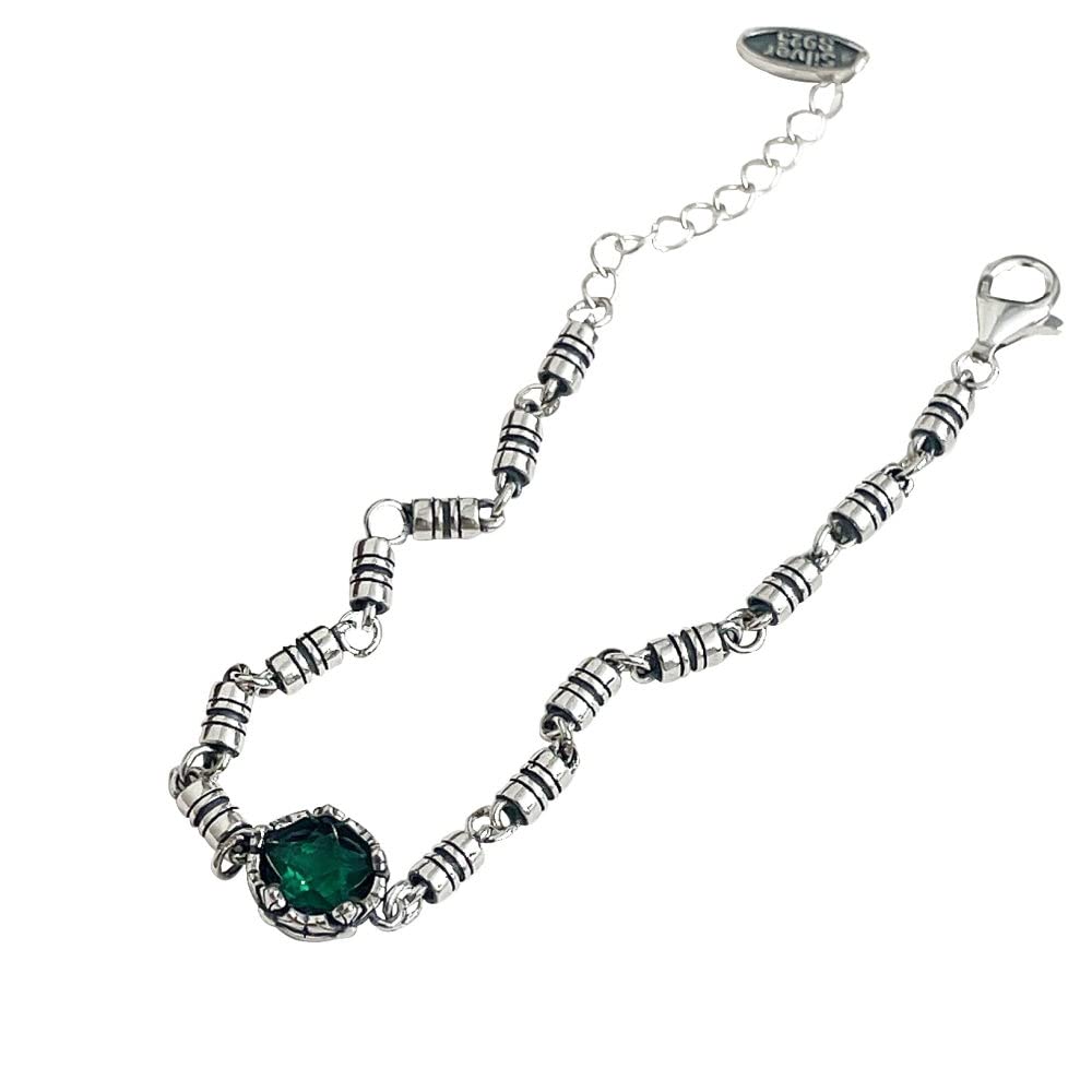 LYGXWJFC Sterlingsilber-Armband, Vintage-Tennisarmbänder für Damen, Smaragd-Zirkon-Pentagramm-Armband, Armreifen mit Silberkette, Modeschmuck für Damen und Mädchen