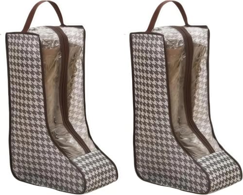 2-Pack Tall Boot Storage Bag Organizer for Closet and Travel, Portable Dustproof Bags for Cowboy, Equestrian Riding & Wide-Calf Boots, Clear Window Shoe Protector for Checked Luggage Packing, 18.9"