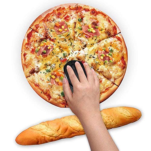 Pepperoni Round Pizza Maus Pad Und 14 Zoll Länge Tastatur Rest Wrist Pad Pu Toast Brot Baguette Ergonomische Unterstützung Set Für Computer