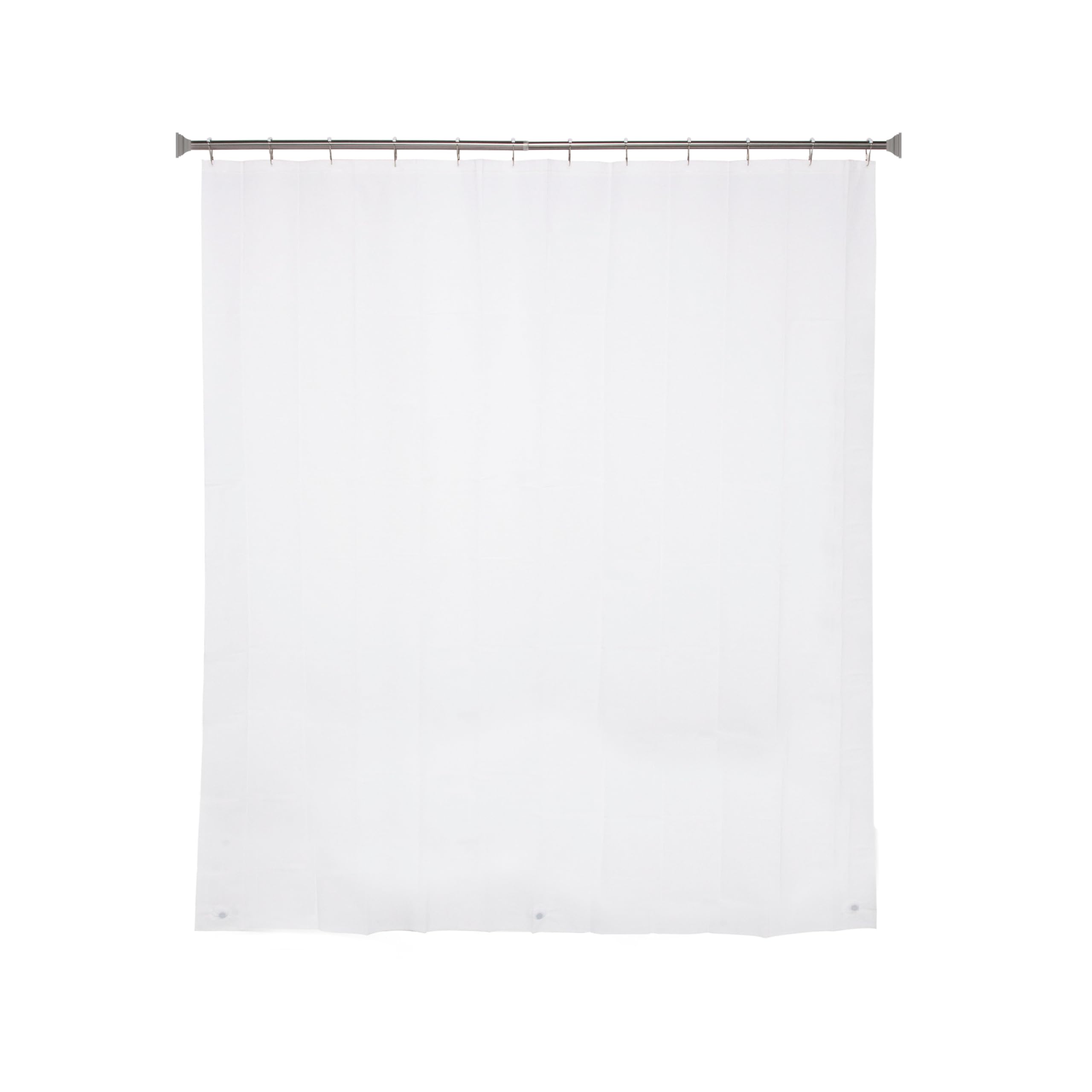Kenney KN61709 Medium Weight 5 Gauge Waterproof PEVA Shower Curtain Liner with Durable Eyelet Hang Holes, Weighted Magnetic Hem, and 12 Piece Beaded Roller Ring Set for Bathroom, 70