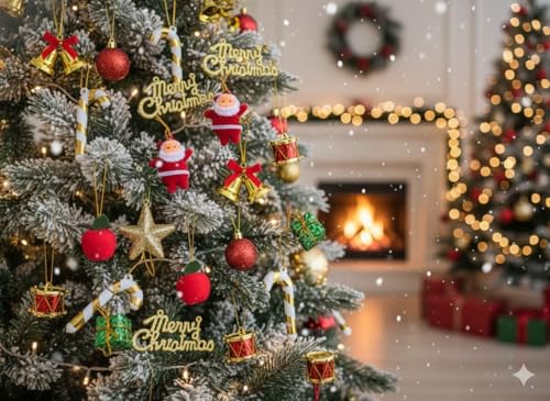 Image of Christmas Decoration Combo Pack | 18 Pcs | Items for Home & Office | Festive Hangings, Stickers, Bells, Balls, Foam Ornaments | PoPo Toys